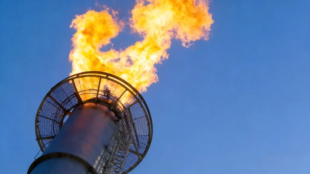 Industrial flare stack with diffusion flame