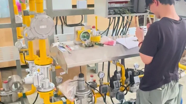 Engineer wiring a 750 kW HEATFLAM combustion system for an automotive project in Thailand