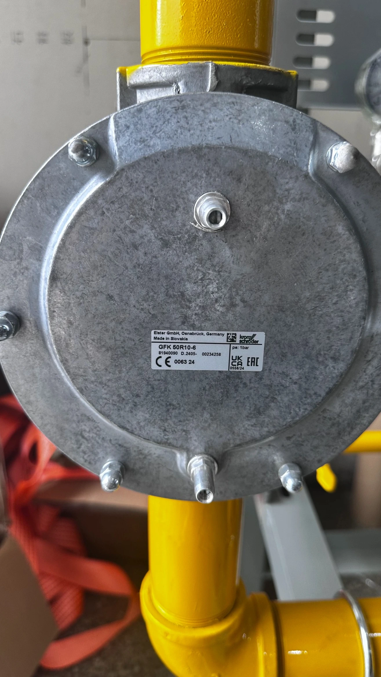 Close-up of a gas filter in the industrial natural-gas fuel train