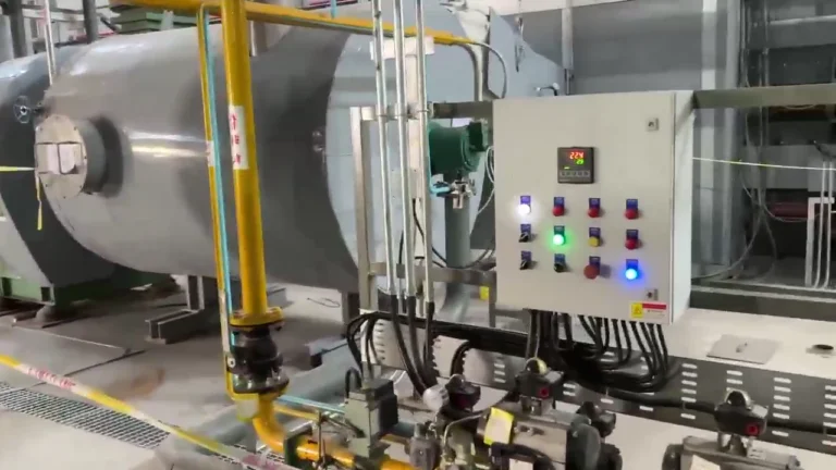 Installed fuel train, piping and combustion equipment for a rock wool curing oven