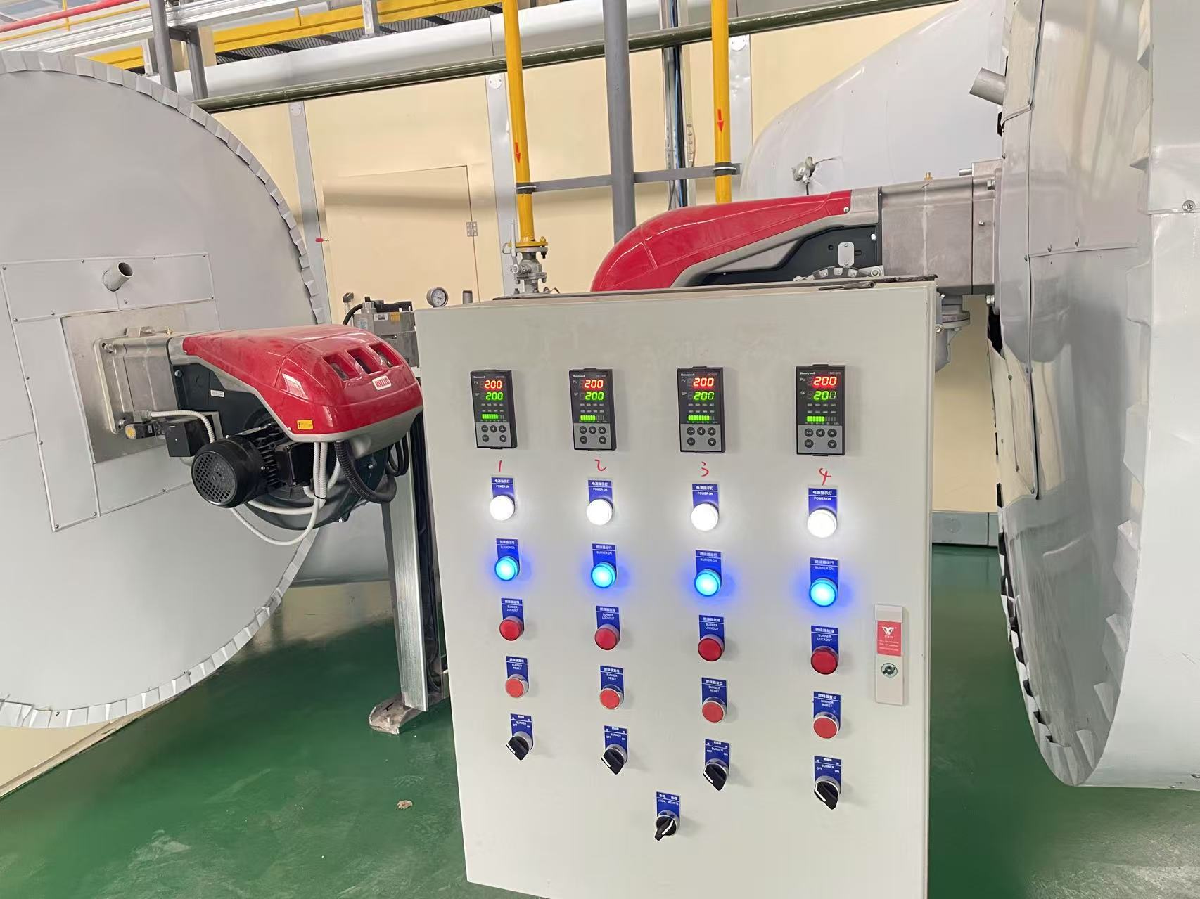 Industrial burners and combustion control panel